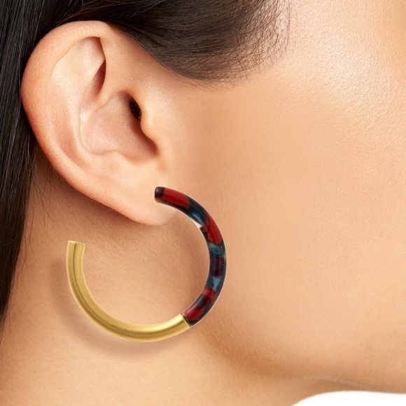🎉SOLD🎉Madewell 41mm Half Acetate Hoop Earrings - Picture 2 of 3